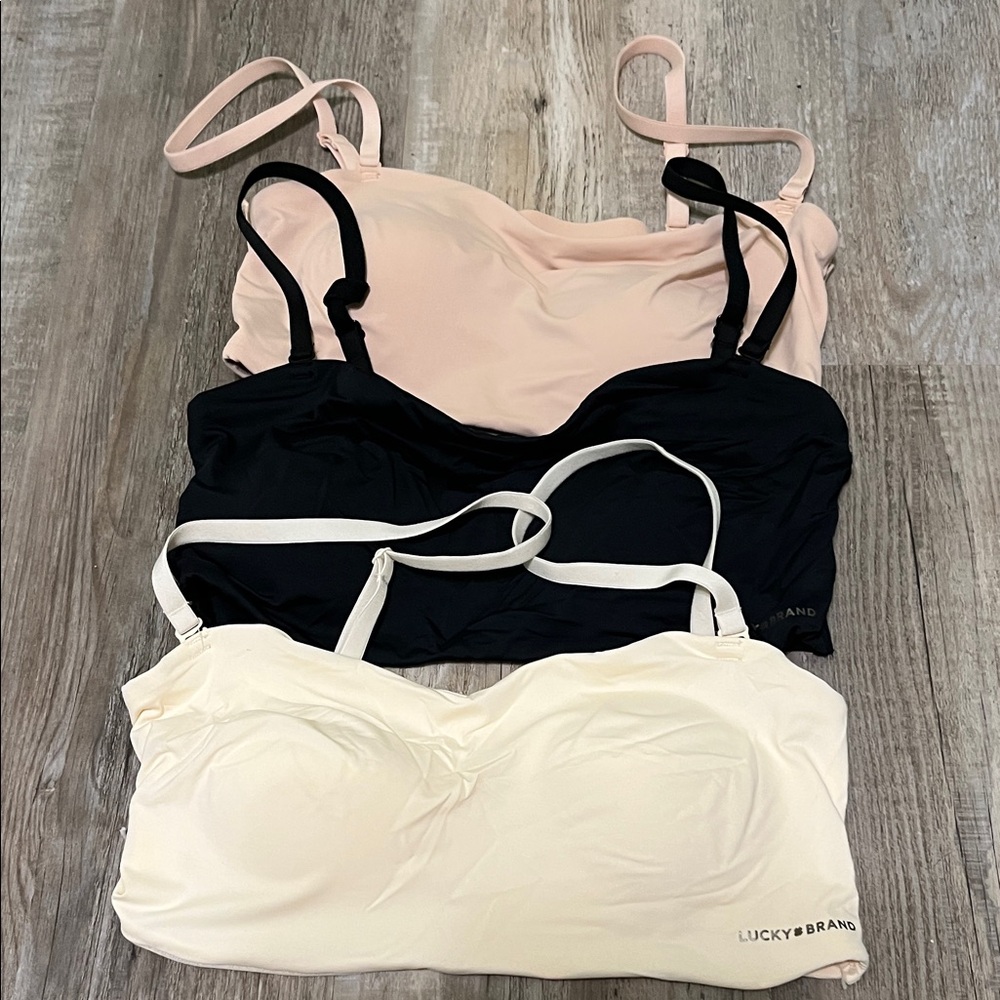 Lucky Brand Bralette Trio in Black, Cream, and Pink - Picture 2 of 5